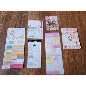 Vintage Lot Scrapbook Stickers Baby Girl Mixed Various Baby Theme Partials #4
